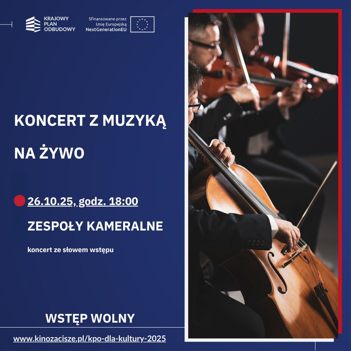 Koncert na żywo muzyki Wolfganga Amadeusza Mozarta: ZESPOŁY KAMERALNE